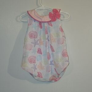 Pink and Multicolor Seashell Print Baby One Piece Summer Romper Size 18 Mo LOT D